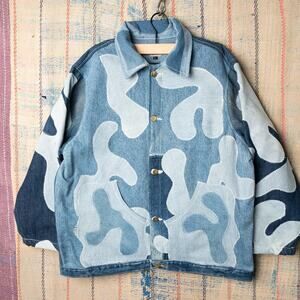 Custom upcycled patchwork denim jacket